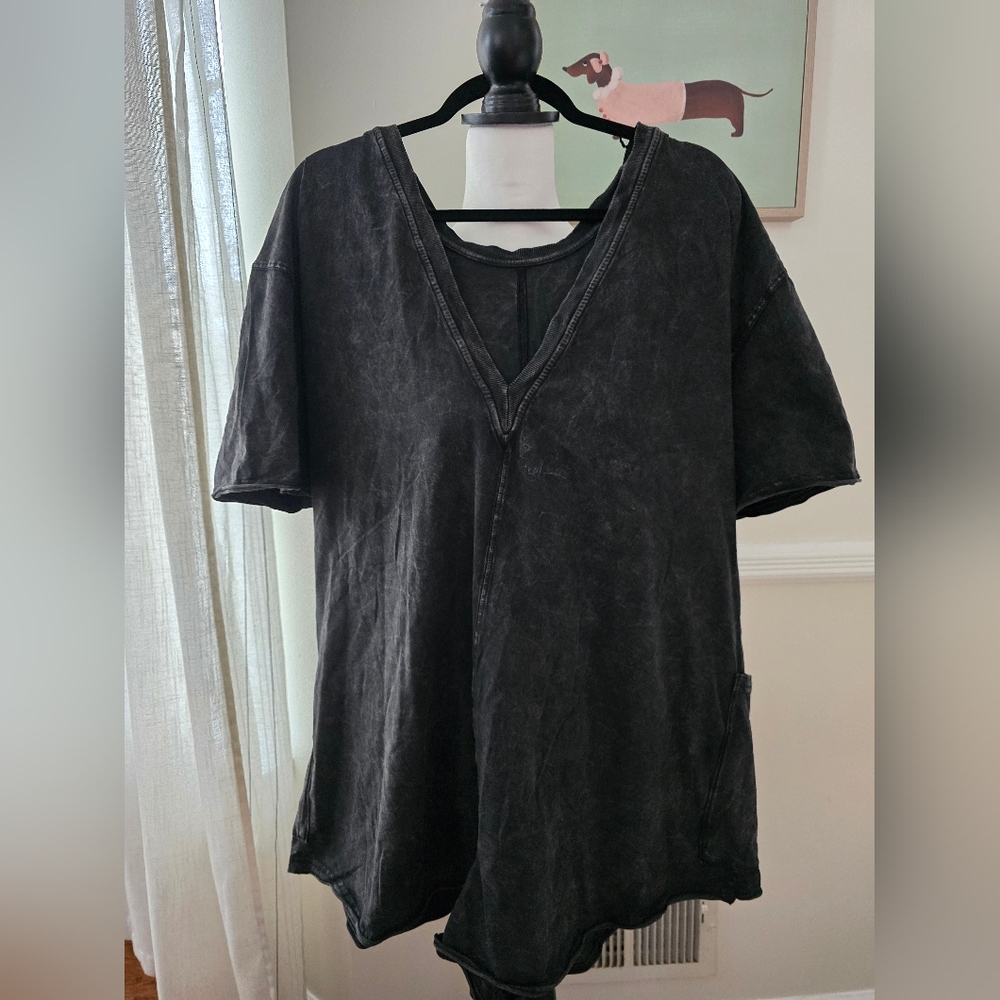 NWOT Free People Hot Shot Tee Romper Washed Black - Picture 7 of 14